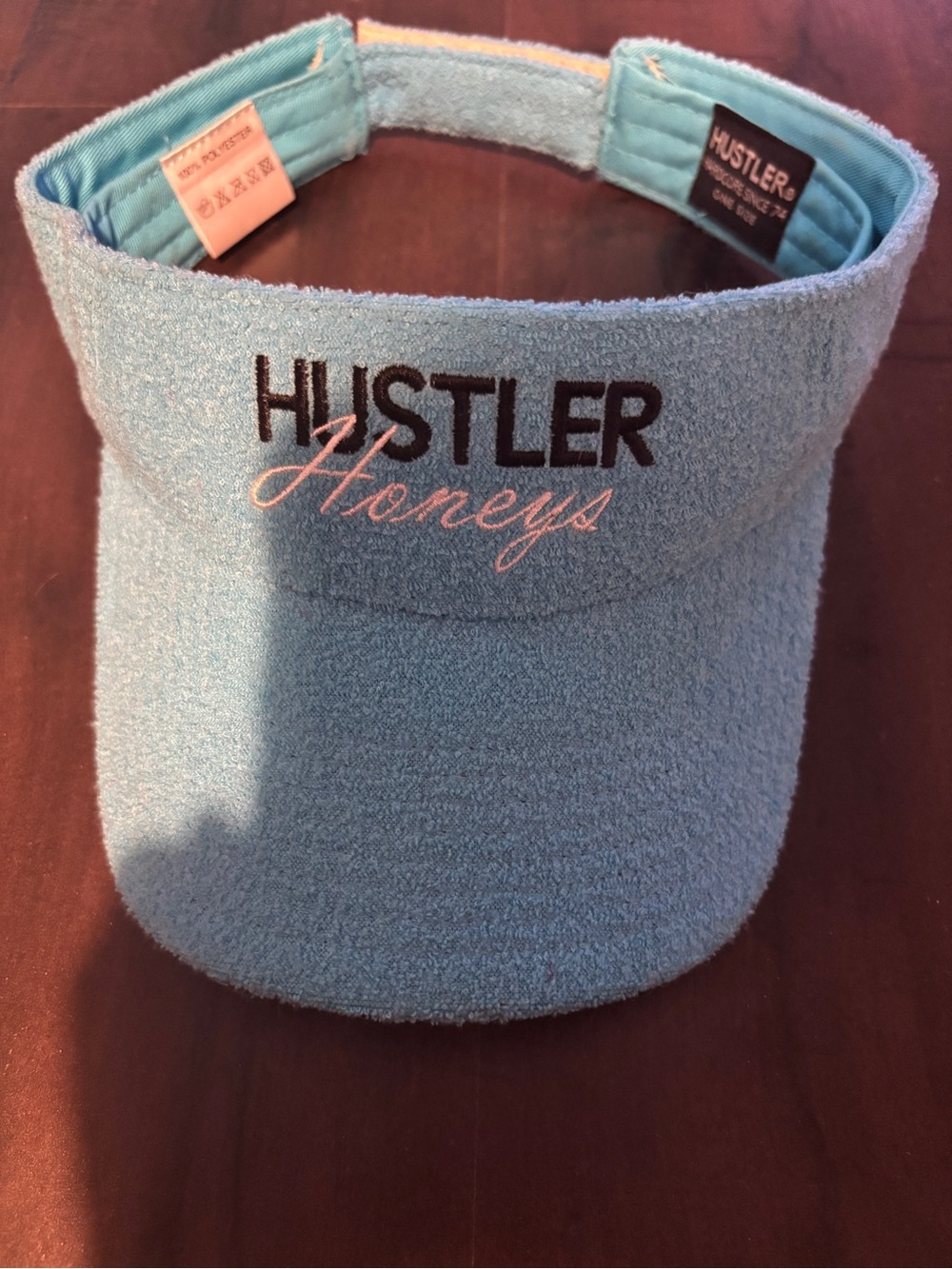 Vintage Y2K Hustler Honeys Blue Women's Terry Cloth Visor hat adjustable rare